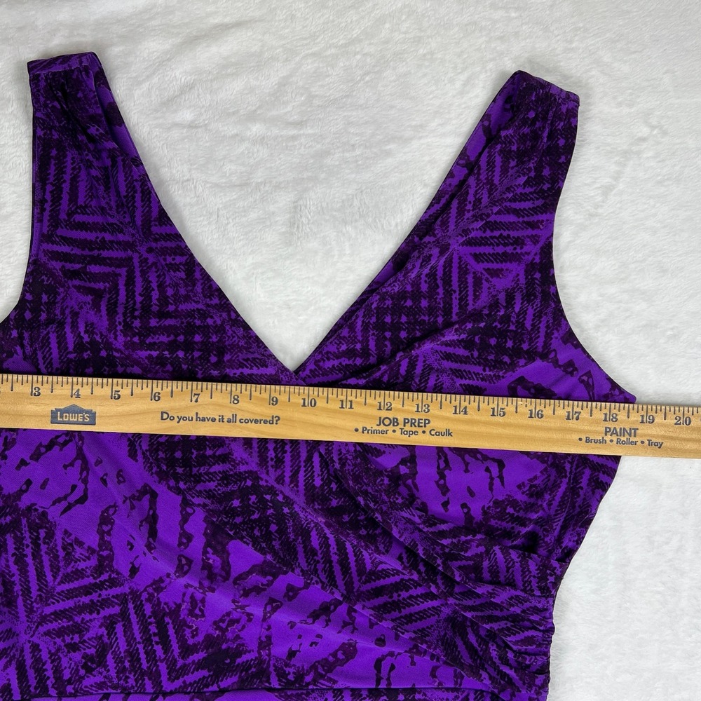 Lauren Ralph Lauren Purple Geometric Aztec Print Sleeveless V-Neck Sheath Dress - Picture 7 of 15